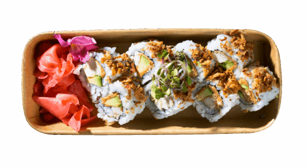 California Erdnuss Chicken Avocado Roll, Röstzwiebeln – Bild 2